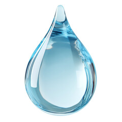 Glossy light blue droplet with smooth surface and round shape on a transparent background clipart