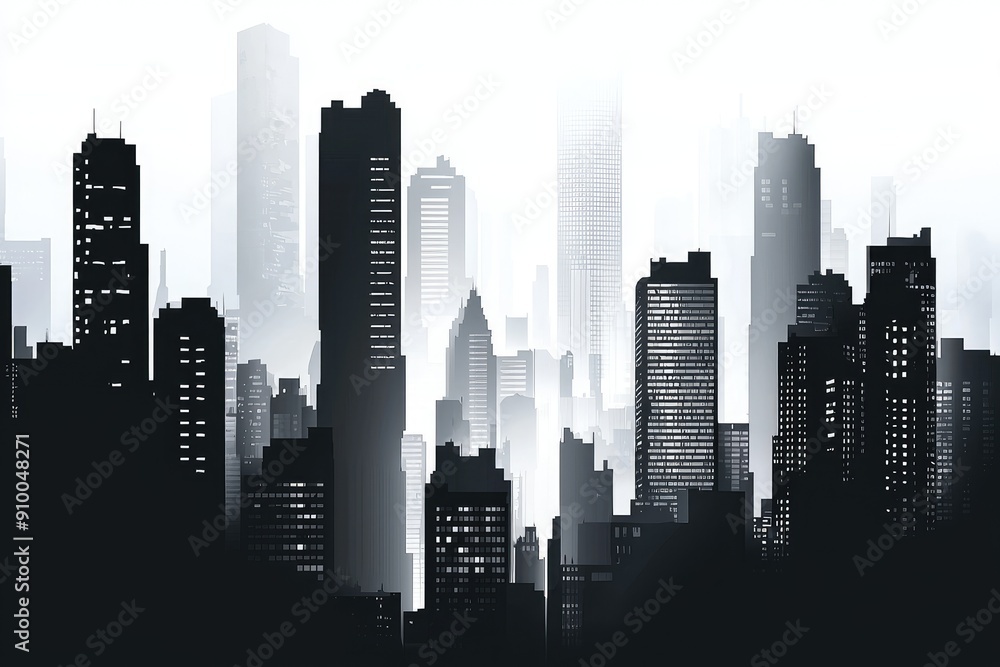 Minimalist cityscape with Skyscrapers and Urban Elements Minimalist cityscape with Skyscrapers and Urban Elements