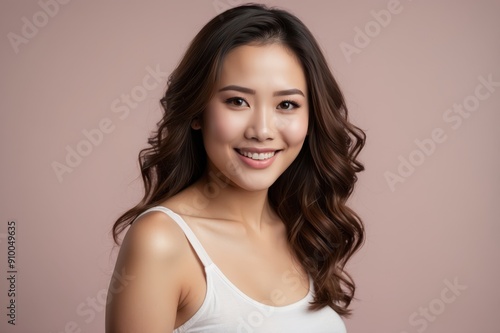 smiling young asian woman portrait in studio 