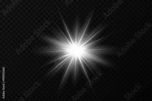 Sun flare light special lens flare light effect. Special effect flash. On a transparent background.