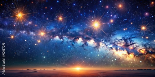 Starry night sky with shimmering stars and distant galaxies, starry, background, celestial, objects, night sky, stars