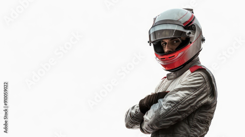 mage of male motorsport driver in uniform 