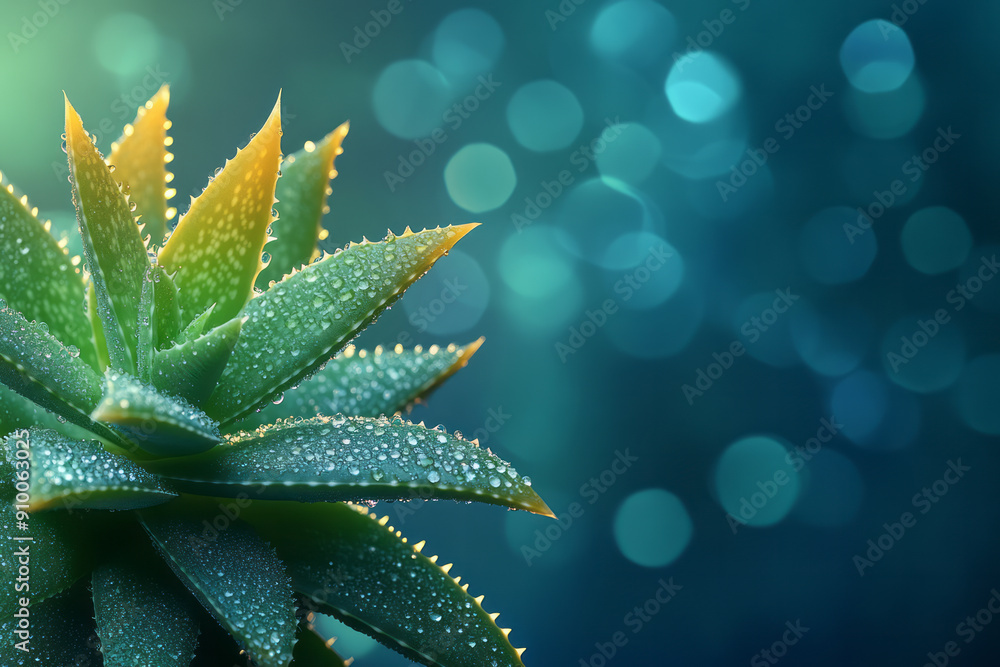 Whimsical illustration of an aloe plant with droplets of gel forming, highlighting its healing properties, Whimsical illustration of an aloe plant with droplets of gel forming, highlighting its healing properties,