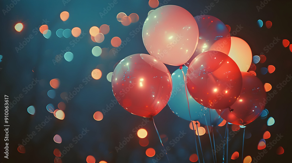 Red and Blue Balloons with Bokeh Background - Photo Red and Blue Balloons with Bokeh Background - Photo