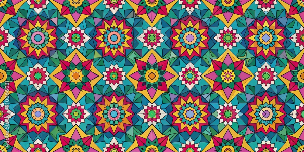 A seamless pattern featuring colorful geometric shapes, abstract, background, texture, repeat, wallpaper, design, fabric A seamless pattern featuring colorful geometric shapes, abstract, background, texture, repeat, wallpaper, design, fabric