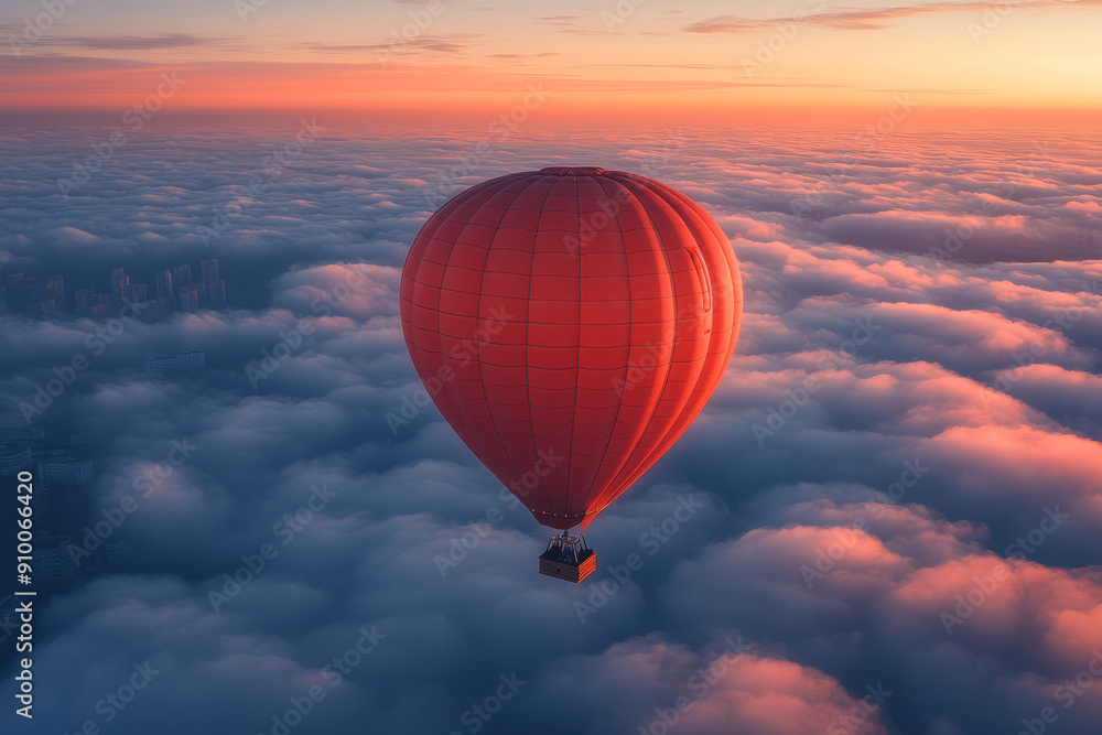 Minimalist design of a hot air balloon with softly glowing clouds in the background, creating a serene atmosphere, Minimalist design of a hot air balloon with softly glowing clouds in the background, creating a serene atmosphere,