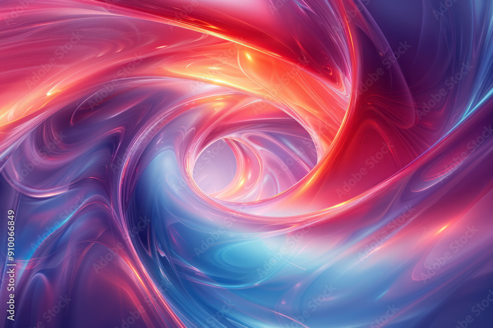 Elegant depiction of an abstract vortex with smooth, swirling lines in neon blue and red, creating a captivating visual, Elegant depiction of an abstract vortex with smooth, swirling lines in neon blue and red, creating a captivating visual,