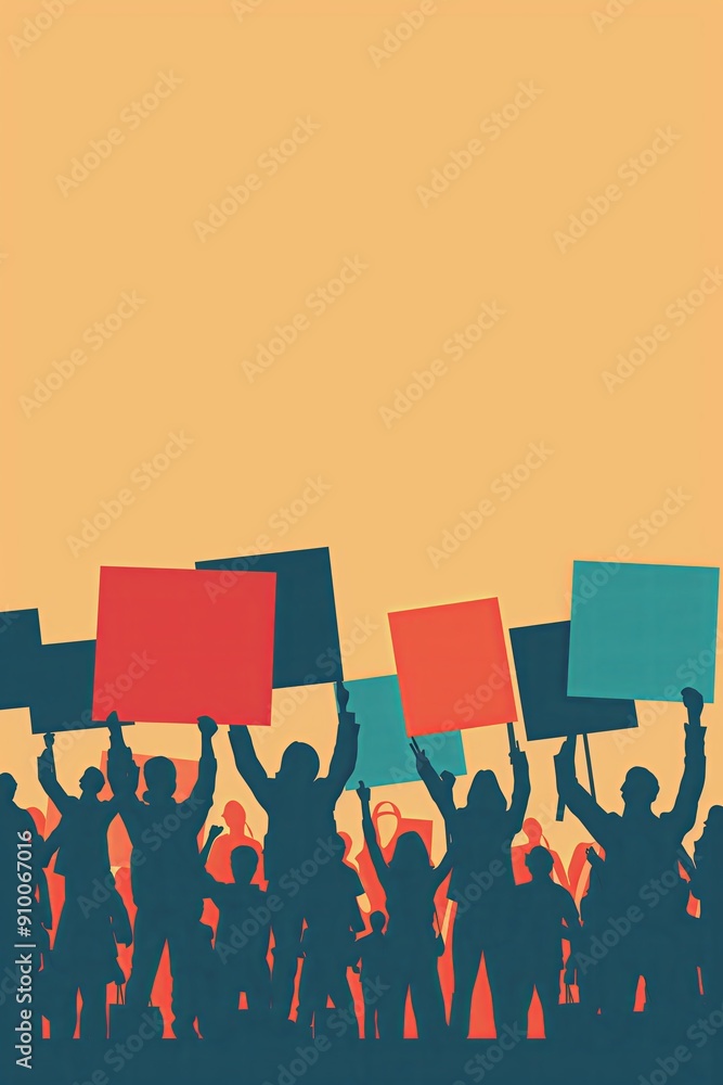 © ALENA - Vertical poster design in flat simple minimalistic style, background with silhouettes of people