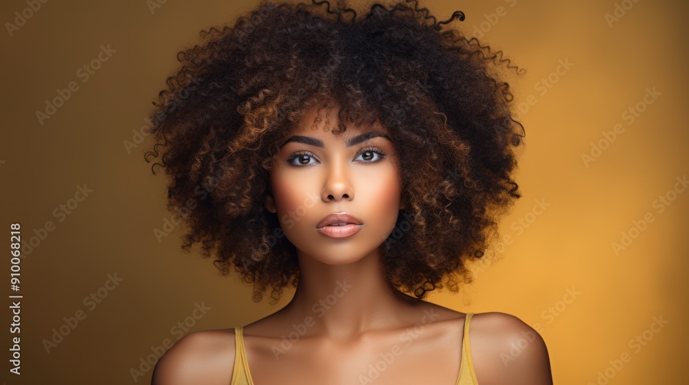 Young black woman with natural hair looking confidently at the camera Young black woman with natural hair looking confidently at the camera