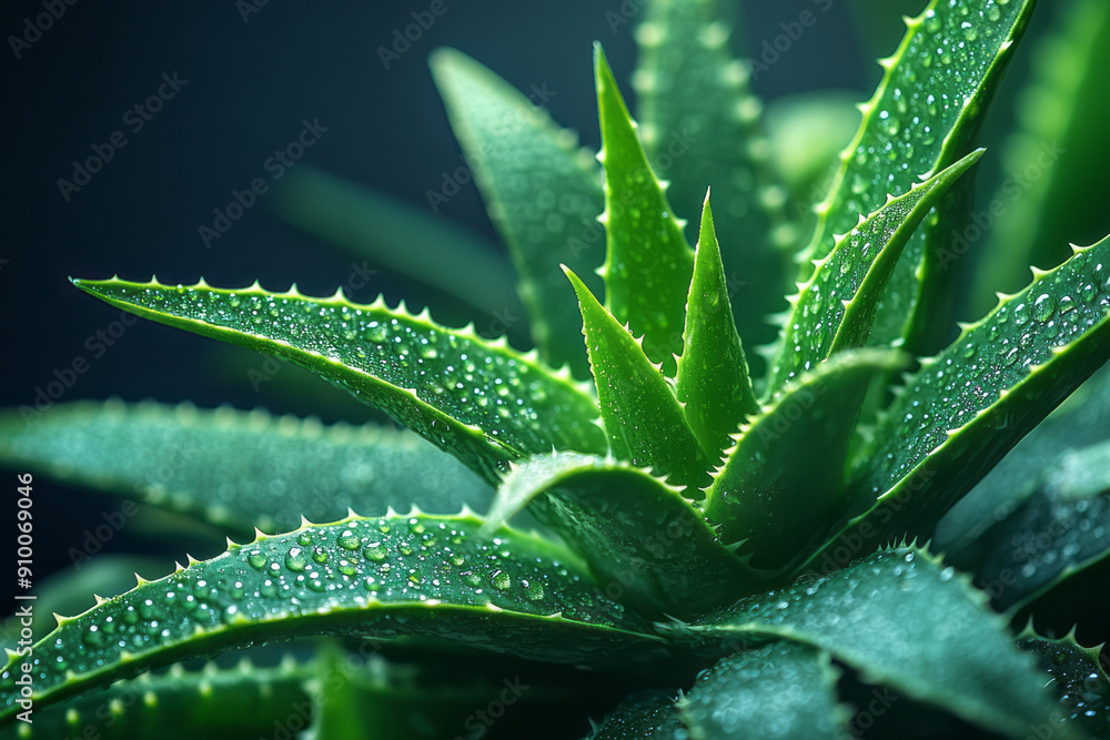 Realistic image of aloe leaves with neon green outlines, casting an ethereal glow on a dark background, Realistic image of aloe leaves with neon green outlines, casting an ethereal glow on a dark background,