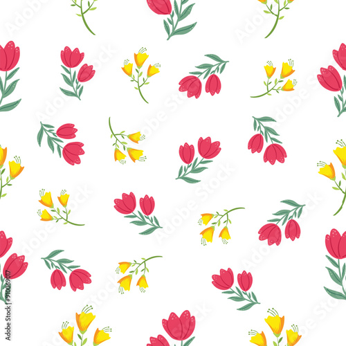Wallpaper Mural seamless pattern of flowers Torontodigital.ca