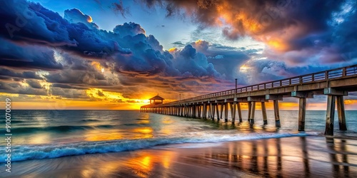 Wallpaper Mural Venice Fishing Pier at sunrise with dramatic sky, Venice, Fishing Pier, Sunrise, Dramatic Sky, Ocean, Florida, Coastal, Scenic Torontodigital.ca