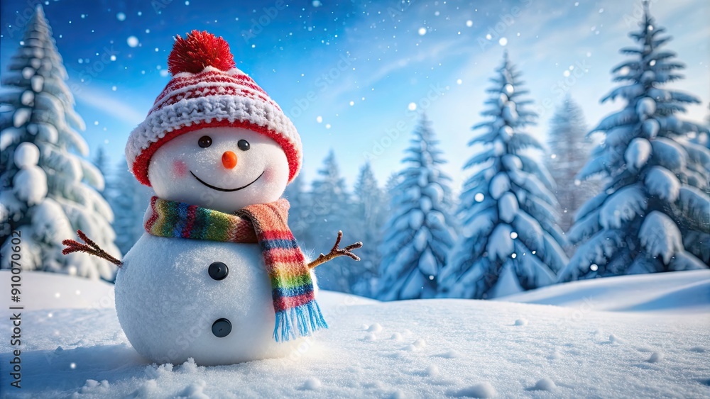Snowman with a big smile standing in a winter wonderland, Snow, snowman, winter, happiness, joyful, frosty, cold Snowman with a big smile standing in a winter wonderland, Snow, snowman, winter, happiness, joyful, frosty, cold