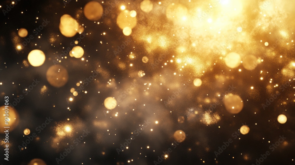 Golden bokeh lights on dark background Golden bokeh lights on dark background