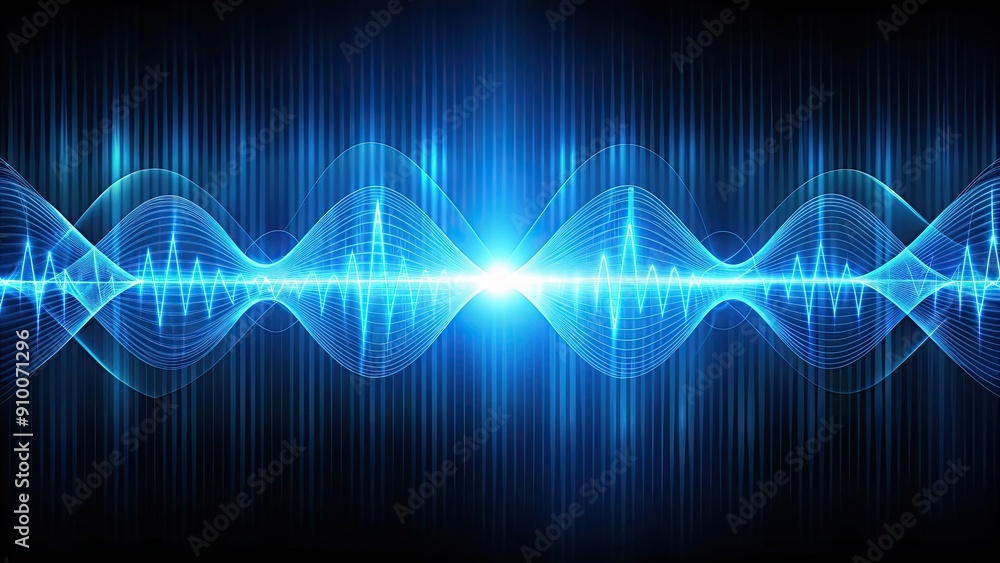 Naklejka premium Abstract technology background with blue waves and oscillograms , blue, green, black, abstract, waves, oscillograms