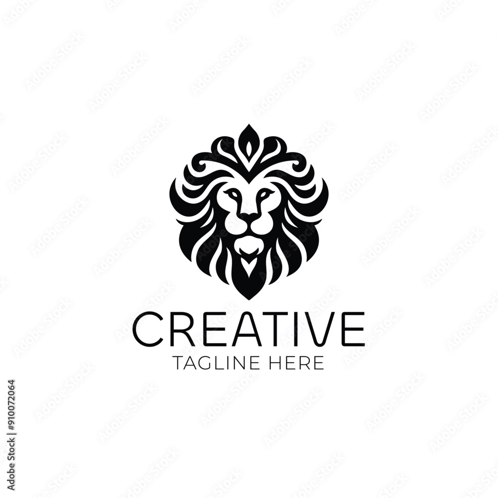 Lion head floral logo design vector illustration Lion head floral logo design vector illustration