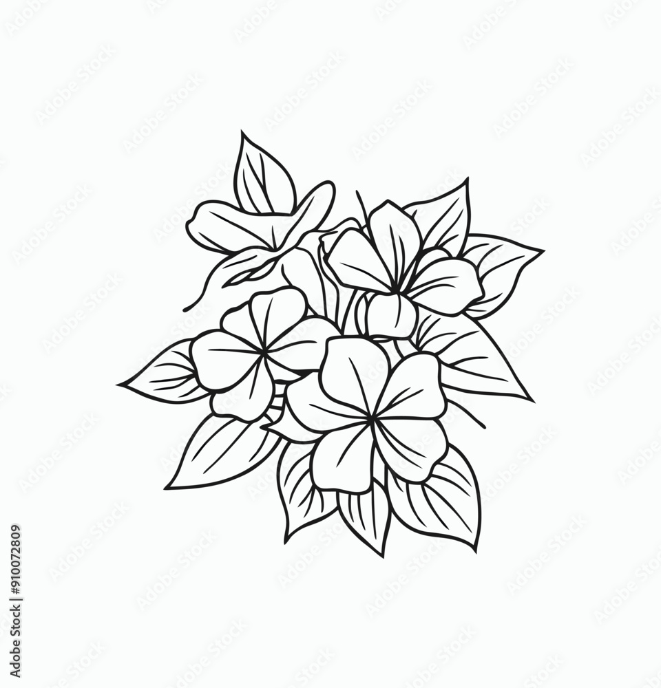 Fototapeta premium Simple hand drawn flowers outline drawing illustration