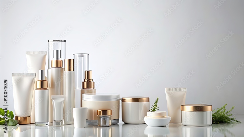 Cosmetic products mockup on a white background, makeup, beauty, skincare, cosmetics, container, packaging, clean Cosmetic products mockup on a white background, makeup, beauty, skincare, cosmetics, container, packaging, clean