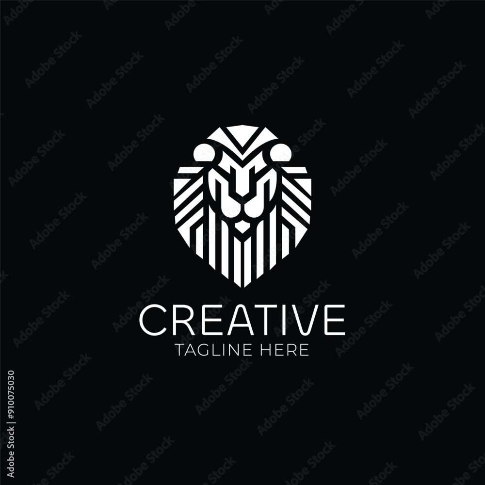 Lion head geometric vector logo design Lion head geometric vector logo design