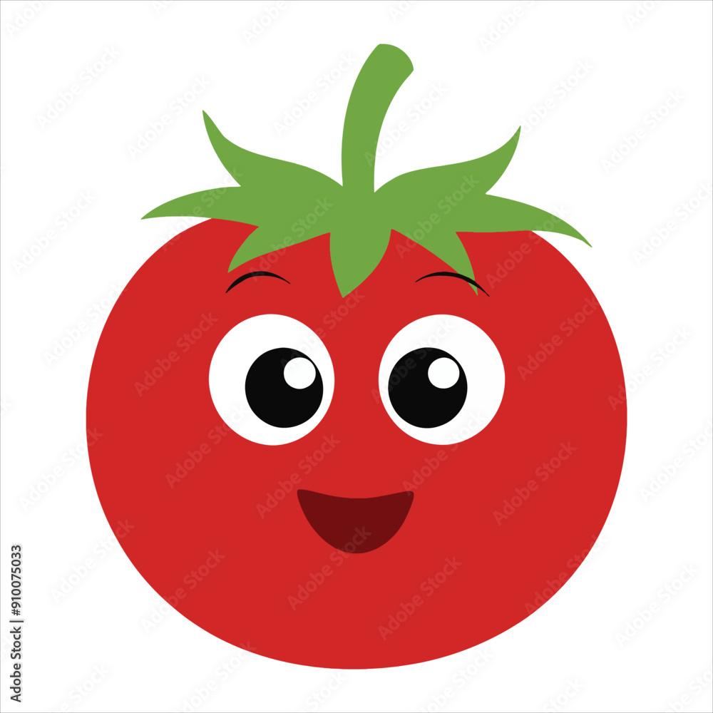 Fototapeta premium Illustration of a happy tomato vector. Funny tomato with white background