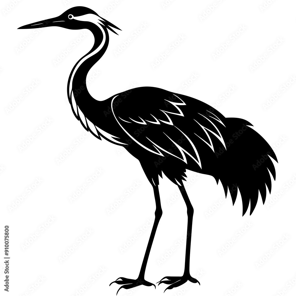 heron silhouette isolated on white heron silhouette isolated on white