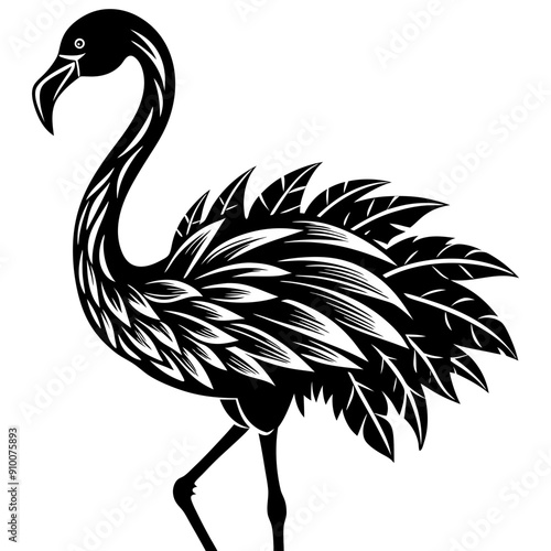 flamingo silhouette isolated on white