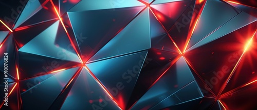 Wallpaper Mural Geometric abstract background with glowing red and blue polygonal shapes, modern and futuristic digital art design. Torontodigital.ca