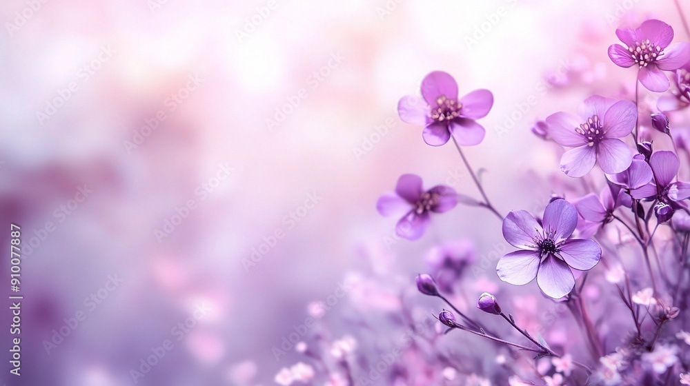 Purple Haze of Spring: Delicate purple flowers bloom softly in the warm sunlight, creating a dreamy and romantic atmosphere. Purple Haze of Spring: Delicate purple flowers bloom softly in the warm sunlight, creating a dreamy and romantic atmosphere.