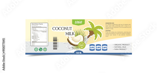 Coconut milk Packaging Template Design.