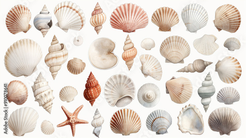 A collection of shells of various shapes and sizes