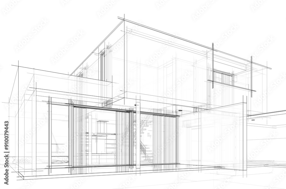 house building architecture 3d illustration house building architecture 3d illustration