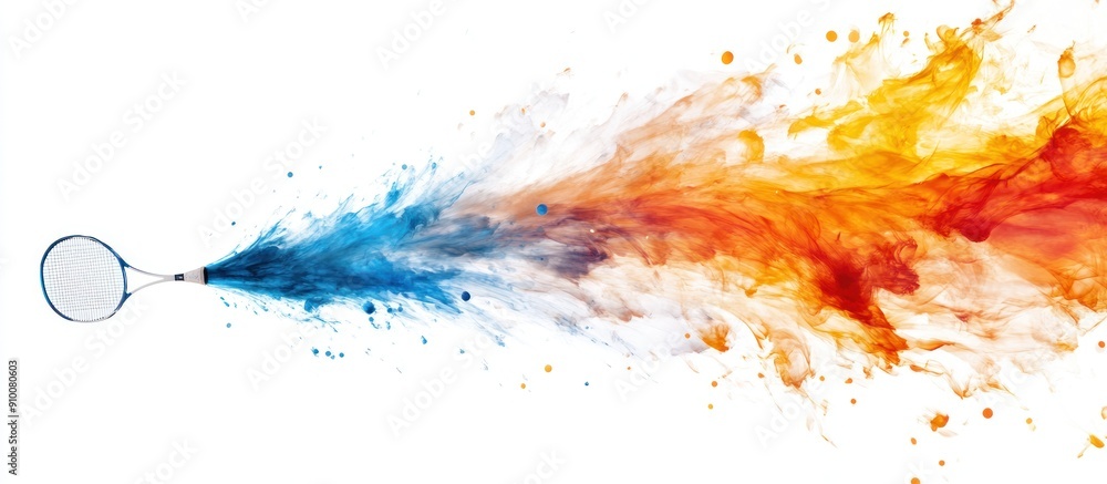 Tennis Racket Unleashing Colorful Swirls Tennis Racket Unleashing Colorful Swirls