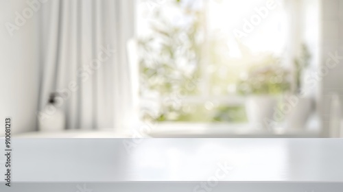 luxury white beautiful table top counter and blurr bokeh in bathroom