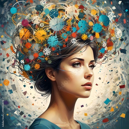 A mind overwhelmed by a disruption of thoughts, reflecting the complexities of neurodiversity.