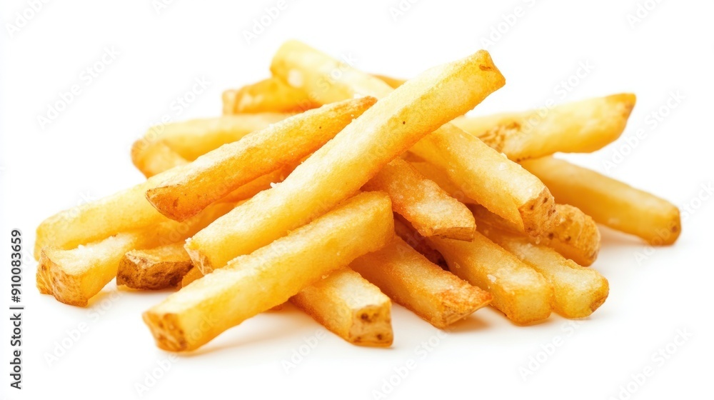Golden French Fries Isolated on White Background Golden French Fries Isolated on White Background