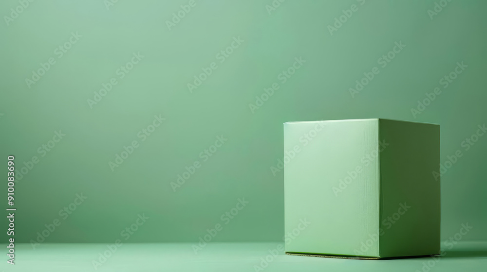Open green box on green background with copy space. Open green box on green background with copy space.