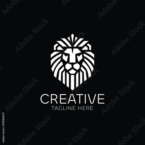 Lion head geometric vector logo design	