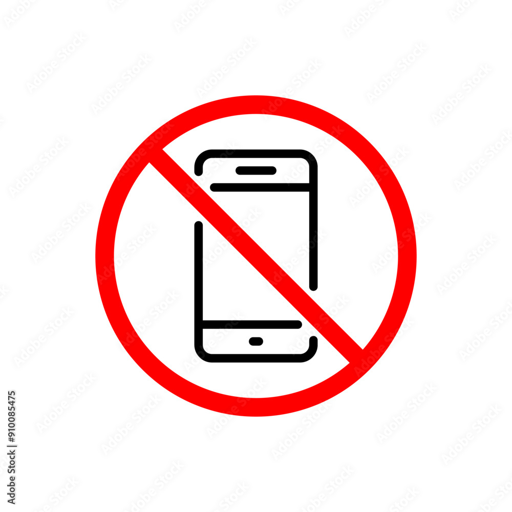 No mobile phone sign icon in flat style. Turn off cellphone symbol. Smartphone prohibition sign No mobile phone sign icon in flat style. Turn off cellphone symbol. Smartphone prohibition sign