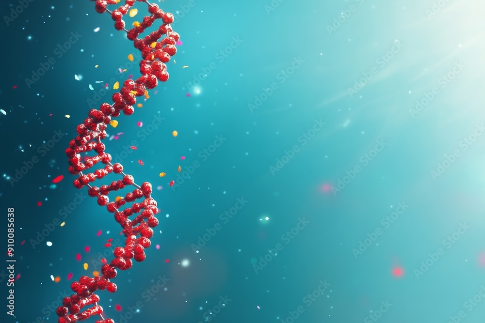 Obraz premium A 3D image of a DNA molecule showing a helical molecule wrapped in a nucleotide in a biological environment
