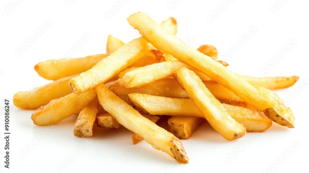 Golden French Fries on White Background Golden French Fries on White Background