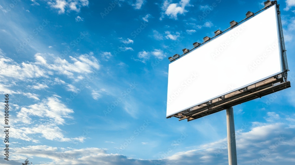 a photo of empty billboard under a bright blue sky a photo of empty billboard under a bright blue sky