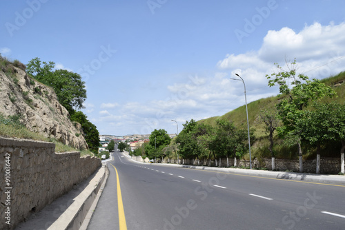 Straight road in Samarkand, Uzbekistan photo