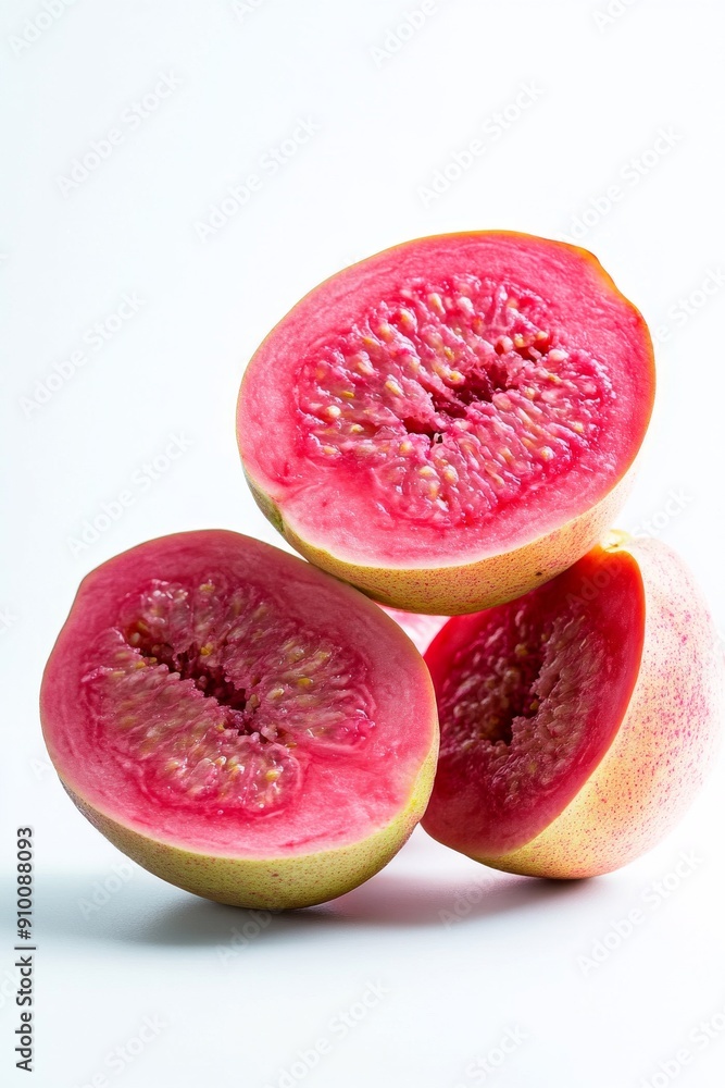 Mystic photo of Tropical Pink Guava, isolated on white background Mystic photo of Tropical Pink Guava, isolated on white background