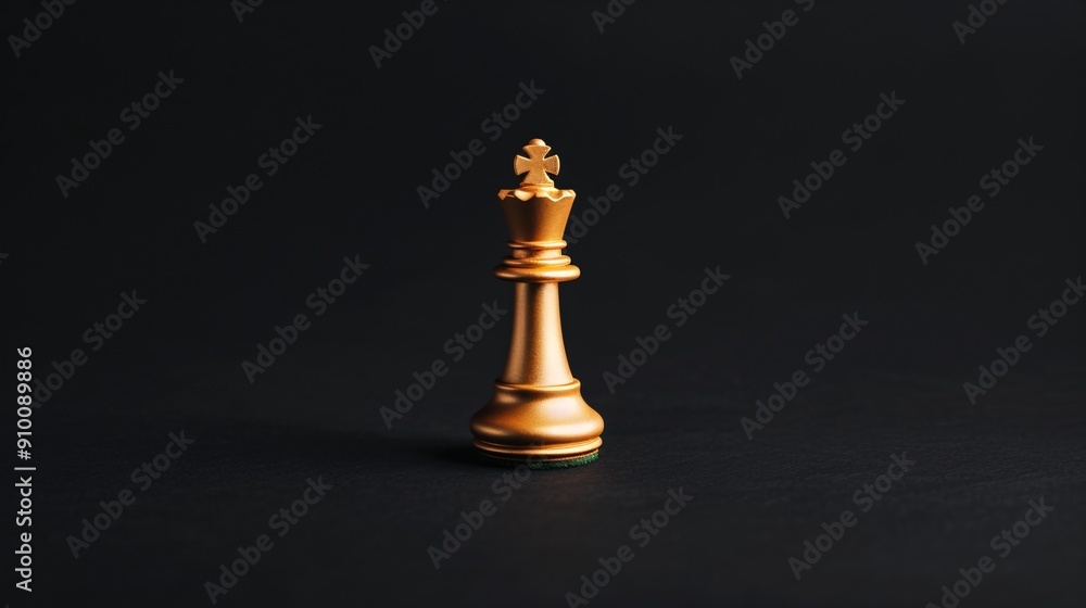Golden Chess Queen Piece on Black Background Golden Chess Queen Piece on Black Background