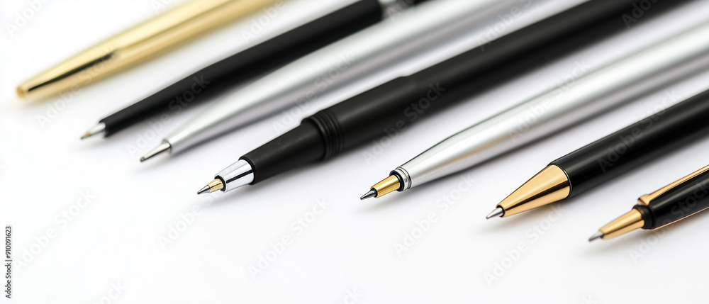 Set of Pens on a White Background Set of Pens on a White Background