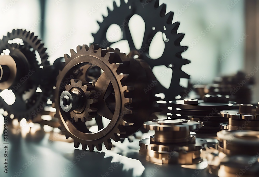 conceptual : cooperation equipment Gears mobile cog Perpetuum isolated ...