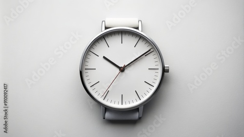 Minimalist analog watch face mockup on a clean white background, featuring hourly markers, simple hands, and a subtle date display at the three o'clock position.