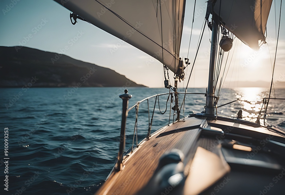 Fototapeta premium yacht sailing sea blue boat sailboat sail lifestyle race ocean yachting luxury ship wind water travel sport navigation horizon summer sky navigating racing marin wave nature