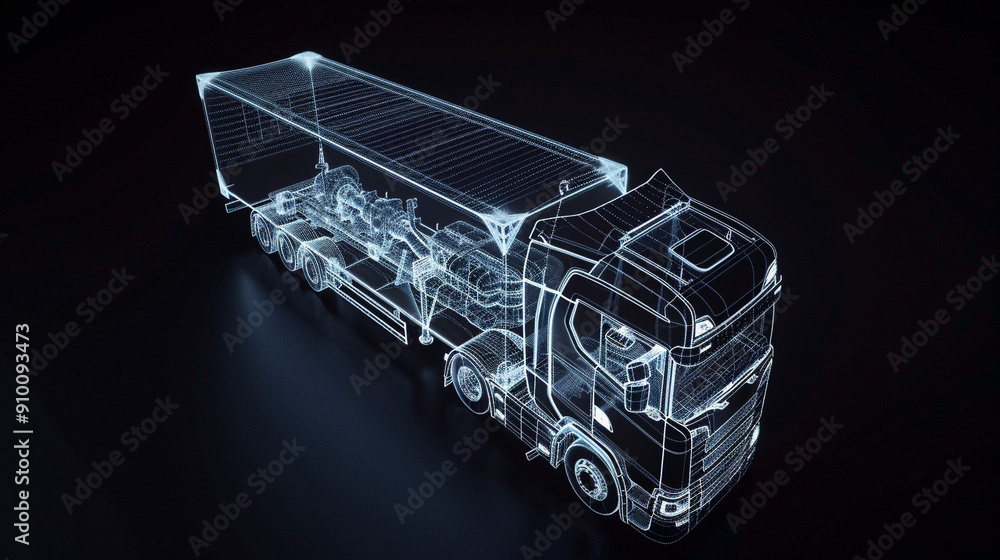 Truck in wireframe 3d Truck in wireframe 3d