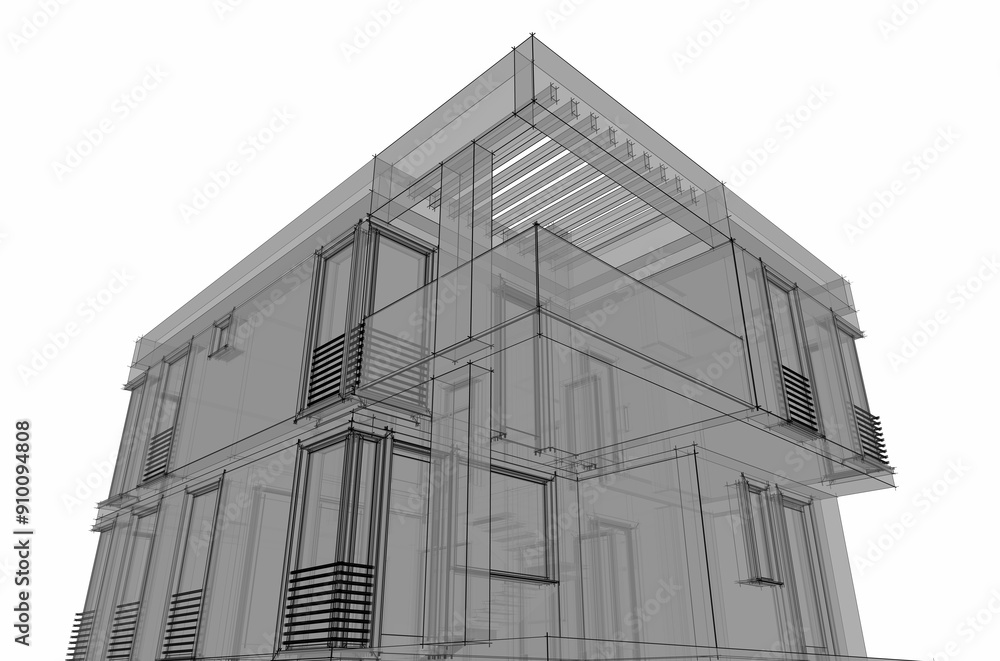 house building architecture 3d illustration house building architecture 3d illustration